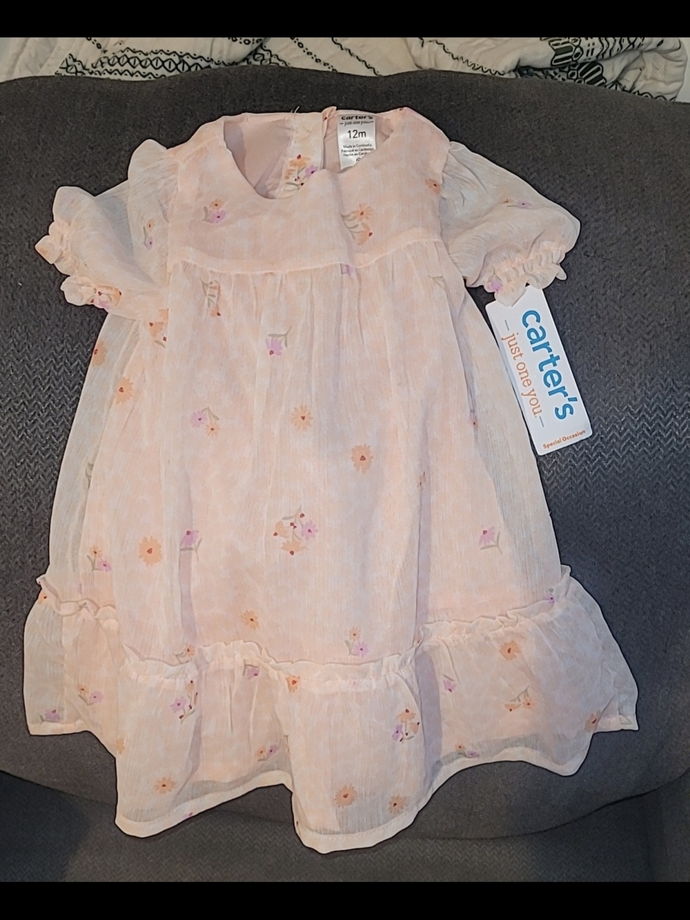 Carter's Light Pink Floral Ruffle Dress for Baby Girl